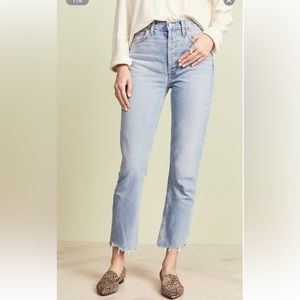 Agolde Riley High Rose Straight Crop Jeans in Zephyr Wash
